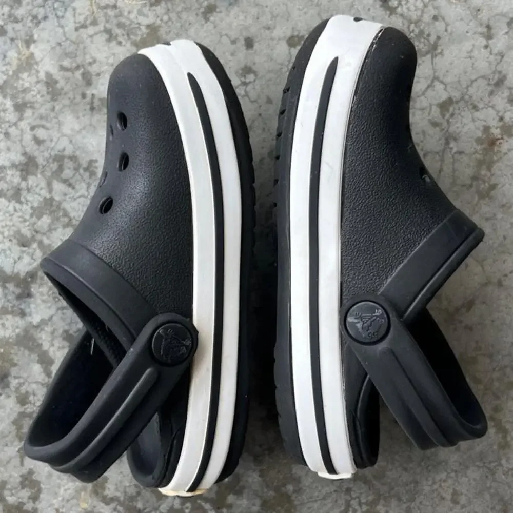 Crocs Toddler Crocband Clog Black White C5 Kids Summer Water Shoes Slip On Comfy
